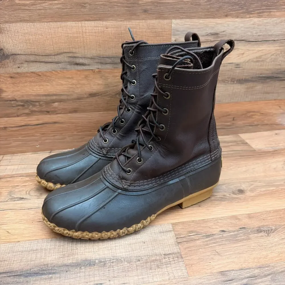 LL Bean Boots Brown Leather Mens 11 Waterproof Hunting Outdoor Duck